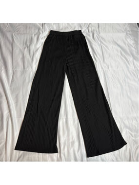 Women's SHEIN Black Ribbed Wide Leg Pants S